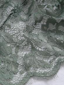 Floral Lace Scallop Trim Bra & Panty Lingerie Set - Green - View 4
