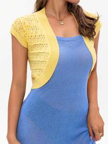 AAmilife Chất rắn Dệt kim chấm bi Cắt sửa áo lông cừu - Màu vàng - Xem 6