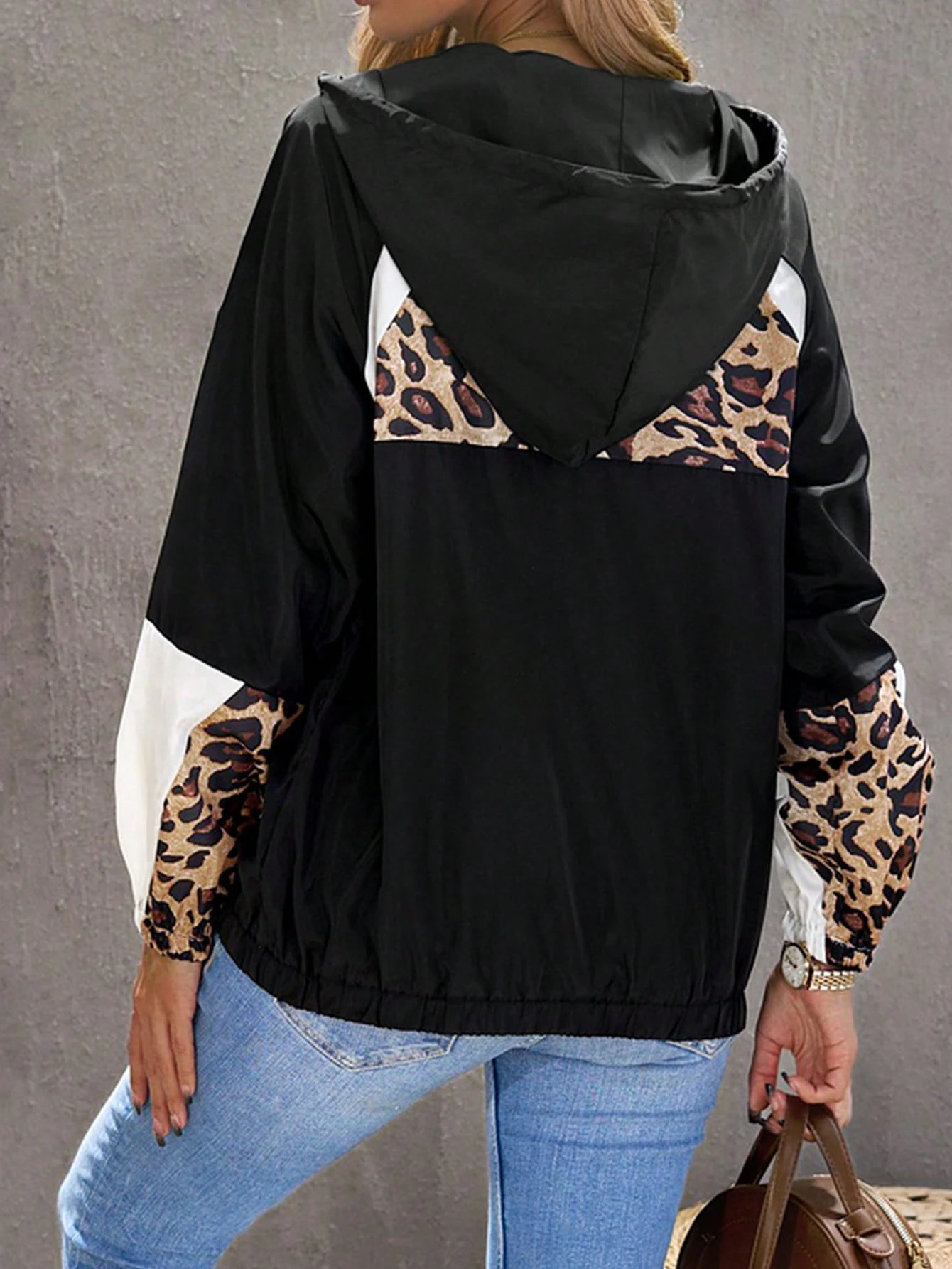 DOKOTOO Leopard Print Half Zip Drawstring Hoodie | SHEIN USA