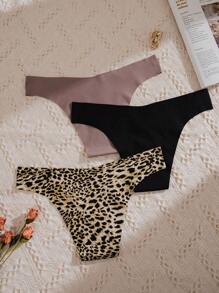 3 piezas Bragas con estampado de leopardo invisible - Multicolor - Ver 2