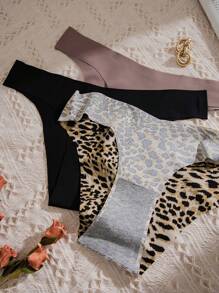 3 piezas Bragas con estampado de leopardo invisible - Multicolor - Ver 3