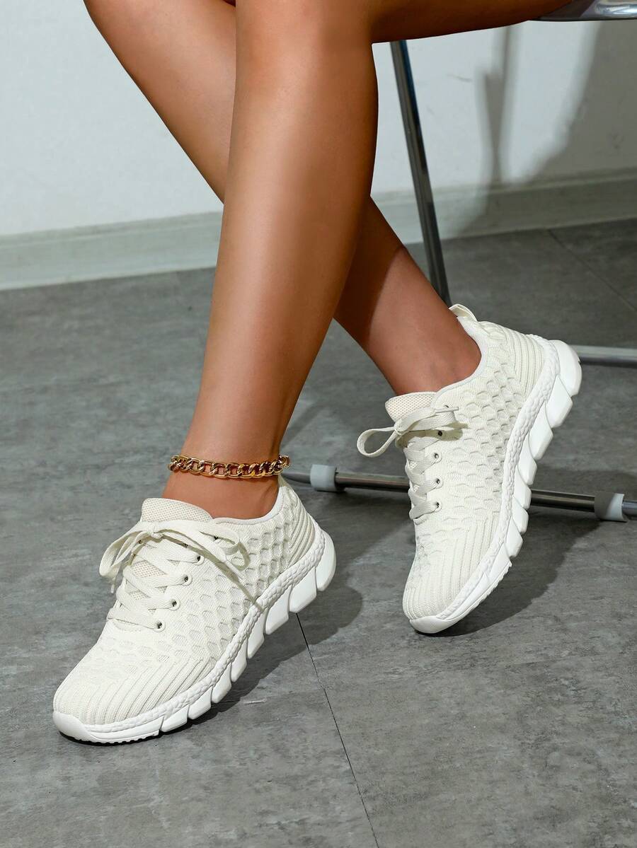 Beige Soft Lightweight Breathable Casual Athletic Shoes For Women - Beige - View 1