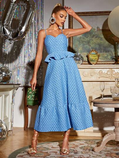 Glamaker Nederkant med volanger Linne Klänning