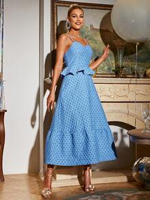 Glamaker 荷葉邊吊帶連衣裙 - 藍色 - 查看 3