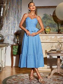 Glamaker 荷葉邊吊帶連衣裙 - 藍色 - 查看 5