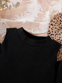 Baby Girl Cold Shoulder Tee & Leopard Print Pleated Skirt & Hat - Multicolor - View 5