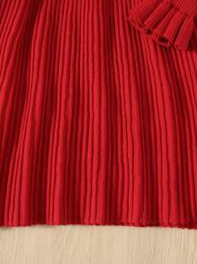 SHEIN 女小童喇叭袖毛衣洋裝不附腰帶 - 紅色 - 查看 5