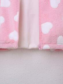 SHEIN 女大童愛心圖案落肩袖拉鍊開襟夾克 - 彩色 - 查看 3