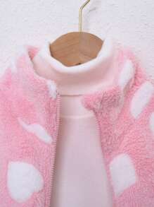 SHEIN 女大童愛心圖案落肩袖拉鍊開襟夾克 - 彩色 - 查看 5