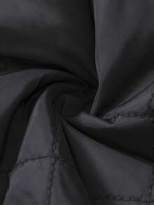 SHEIN 女孩休閒棒球領中厚短夾克，梭織布料 - 黑色 - 查看 6