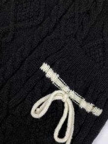 SHEIN Unity Sọc trang trí Xoắn Dan Sweater & Knit Skirt - màu đen - Xem 4