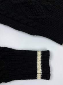 SHEIN Unity Sọc trang trí Xoắn Dan Sweater & Knit Skirt - màu đen - Xem 5