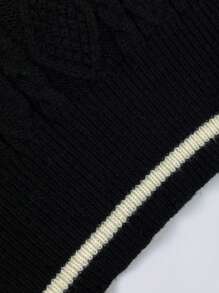 SHEIN Unity Sọc trang trí Xoắn Dan Sweater & Knit Skirt - màu đen - Xem 6