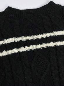 SHEIN Unity Sọc trang trí Xoắn Dan Sweater & Knit Skirt - màu đen - Xem 7