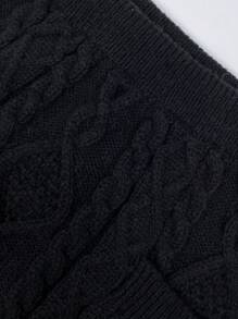 SHEIN Unity Sọc trang trí Xoắn Dan Sweater & Knit Skirt - màu đen - Xem 8