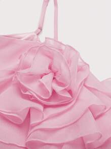 SHEIN MOD 素色吊帶上衣&荷葉邊半身裙 - 粉色 - 查看 3