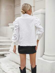 GENKIRA Solid Button Front Overcoat - White - View 2