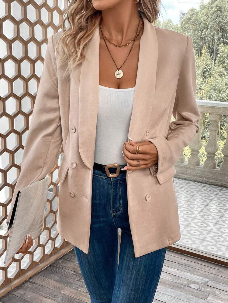 Shawl Collar Double Breasted Blazer