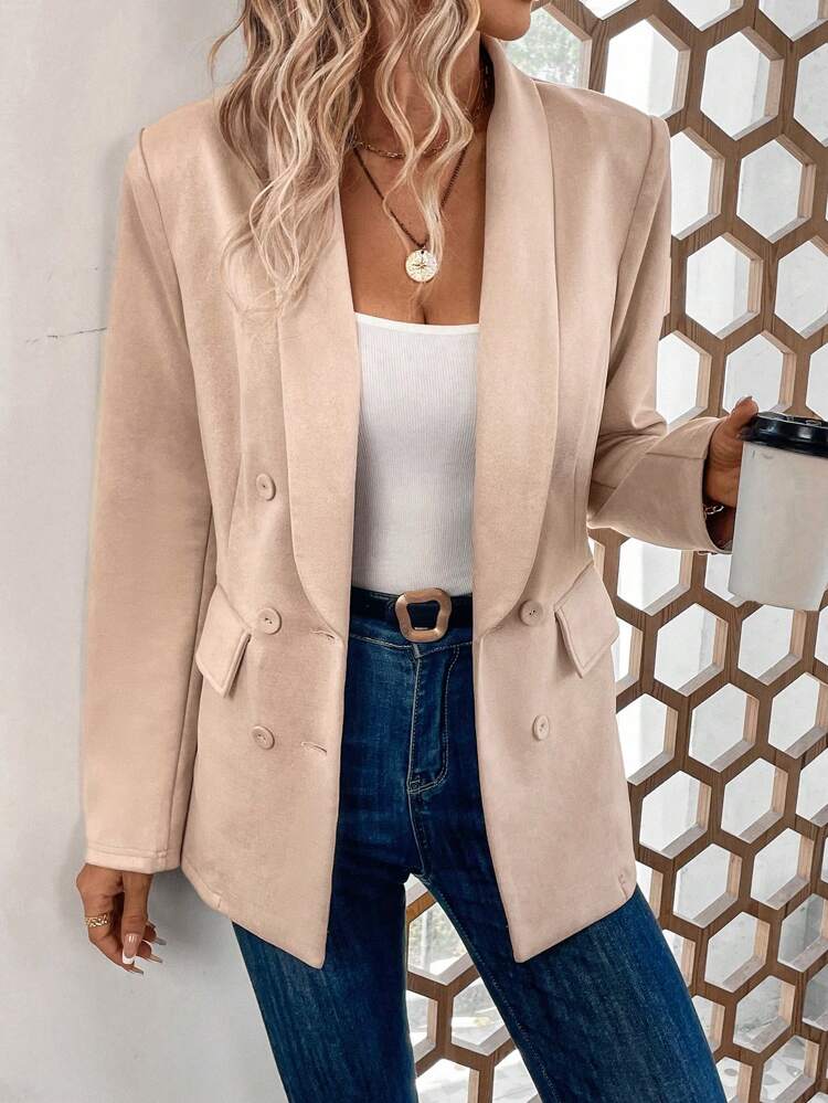 Shawl Collar Double Breasted Blazer
