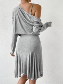 Chiquease Solid Button Front Cami Dress & Lettuce Trim Jacket