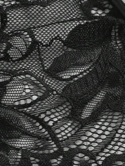 Seduluxe 4pack Bloemen Kanten Cut Out Garter Underwire Corset String Lingerie Set, Baddie Look view 7