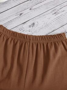 SHEIN 男嬰字母貼布拼接邊T恤和短褲