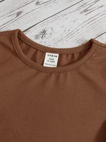 SHEIN 男嬰字母貼布拼接邊T恤和短褲