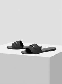 MOTF PREMIUM WOVEN FLAT HORSEBIT SANDALS VACATION SHOES, FOR SUMMER NEW YEAR HOLIDAY, SPRING SHOES SPRING BREAK EASTER FOR CHRISTMAS - Black - View 2