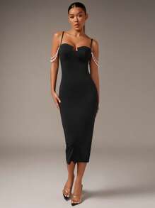 SHEIN BAE 珍珠串珠吊帶緊身洋裝