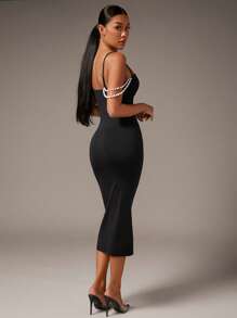 SHEIN BAE 珍珠串珠吊帶緊身洋裝