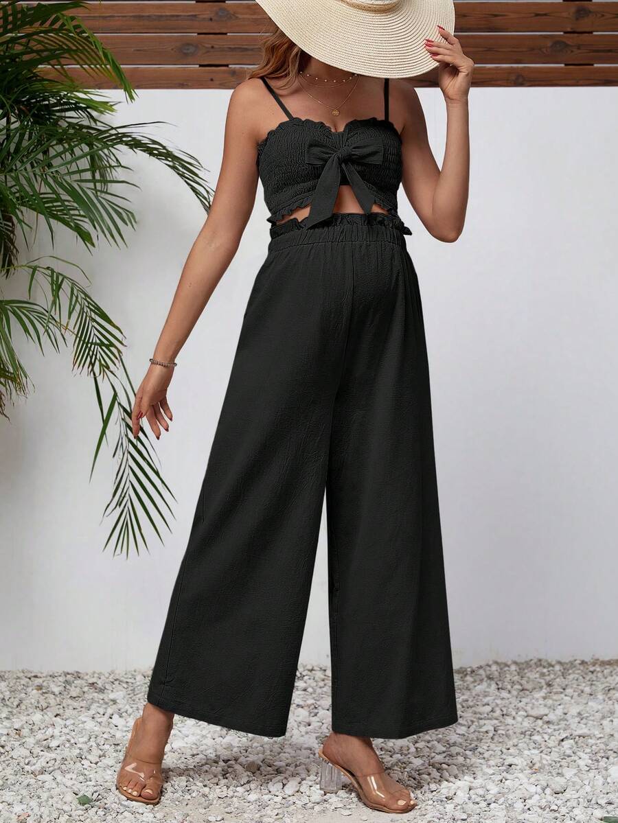 SHEIN Maternity Knot Front Cami Top & Wide Leg Pants for Sale Australia