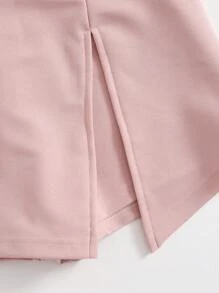 SHEIN Essnce Chân váy ngắn có lưng thun và xẻ tà phía trước. - Màu Hồng baby - Xem 4