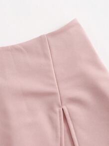 SHEIN Essnce Chân váy ngắn có lưng thun và xẻ tà phía trước. - Màu Hồng baby - Xem 5