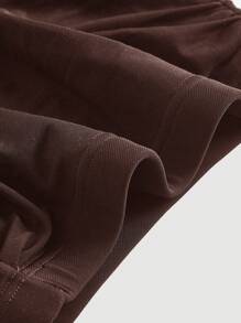 SHEIN MOD 素色褶邊交叉圍裹包臀半身裙 - 巧克力棕 - 查看 5