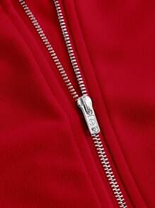 SHEIN MOD Square Neck Lantern Sleeve Ruched Bandana Hem Crop Red Bra Cup Gathered Lapel CropTop - Red - View 3