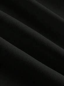 SHEIN MOD 大碼後綁帶燈籠袖胸部褶皺洋裝 - 黑色 - 查看 4