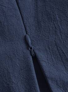 SHEIN EZwear 翻蓋口袋落肩袖短款襯衫 - 藏蓝色 - 查看 3