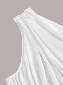 SHEIN MOD White Club Women Outfits Asymmetrical One Shoulder Ruched Top,Ladies Casual Asymmetrical,Ruched Asymmetrical Neck Slim Fit White Plain Women Tops,Summer,Party/Nightclub Outfits - White - View 4