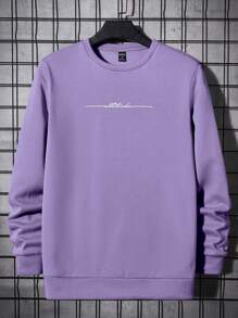 Manfinity VCAY Men Letter Graphic Sweatshirt - Lilac Purple - View 1