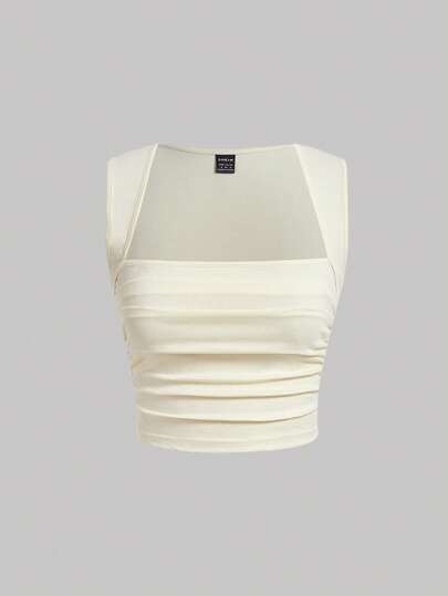 SHEIN MOD Top tank unicolor fruncido