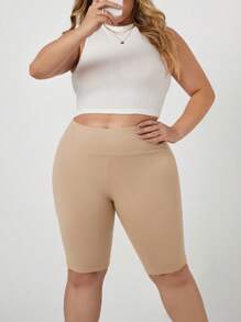 SHEIN LUNE Talla grande Shorts biker de cintura ancha
