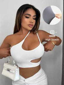 SHEIN SXY Top Femei Alb Rochii Femei Top Alb Tinuta Alb Crop Top Asimetric Top Tube Top