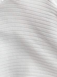 SHEIN EZwear 大碼拼接邊針織上衣 - 白色 - 查看 5