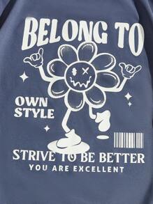 Manfinity VCAY Men Slogan & Cartoon Graphic Drop Shoulder Tee, Summer