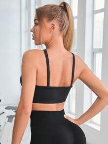 鏤空運動型胸罩 - 黑色 - 查看 2
