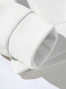 Manfinity EMRG 男士熊和標語圖案袋鼠口袋抽繩連帽衫 - 白色 - 查看 5