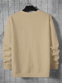 GENTILAND 宽松男士字母贴花运动衫，适合秋冬 - 卡其色 - 查看 2