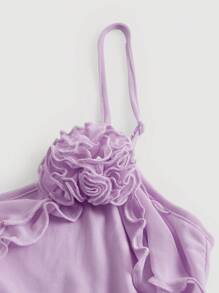 SHEIN MOD 3D褶邊不對稱下擺吊帶上衣 - 紫丁香色 - 查看 3