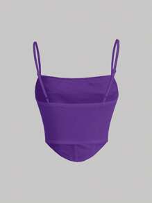 SHEIN MOD Solid Ruched Mesh Cami Top