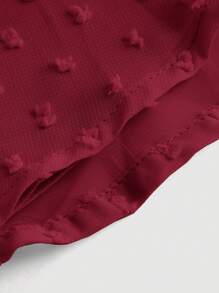 SHEIN MOD Swiss Dot Tie Shoulder Two Layer Hem Cami Dress - Burgundy - View 3